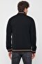 Men's Black Regular Fit Stand Collar Zippered Long Sleeve Cardigan - 5