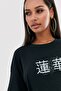 Azurco Oversized Lotus Japan Printed Black Tshirt - 3