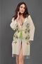 Green Floral Pattern Hooded Short 100% Cotton Pareo / kimono / Beach Dress - 2