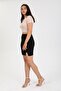 Black Basic Skirt Slit Mini Skirt with Elastic Waist G084-1 - 2