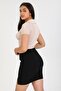 Black Basic Skirt Slit Mini Skirt with Elastic Waist G084-1 - 3