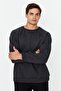 Antrasit Oversize/Geniş Kesim Fit İçi Polar/Sıcak Tutan Sweatshirt TMNAW23SW00190 - 7