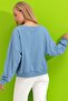 Women's Indigo Lace-up Oversize Sweatshirt MDA-1029 - 4