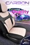 Car Seat Cover Full Set 3D Textured Fabric Beige - Carbon - 5