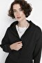 Siyah Basic Fermuarlı Kapüşonlu Crop Kalın İçi Polarlı Örme Hırka/Sweatshirt TWOAW20SW0660 - 2