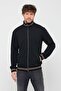 Men's Black Regular Fit Stand Collar Zippered Long Sleeve Cardigan - 4