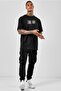 Azurco Oversized Lotus Japan Printed Black Tshirt - 4