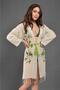 Green Floral Pattern Hooded Short 100% Cotton Pareo / kimono / Beach Dress - 3