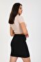 Black Basic Skirt Slit Mini Skirt with Elastic Waist G084-1 - 8