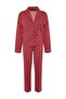 Bordo Kalpli Bağlama Detaylı Viskon Dokuma Pijama Takımı THMAW22PT0300 - 7