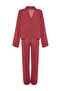 Bordo Kalpli Bağlama Detaylı Viskon Dokuma Pijama Takımı THMAW22PT0300 - 9