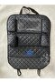Car Seat Back Organizer / Protector / Organizer + 5 Years Warranty - Blue Stitched Black Quilted - 6