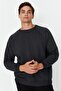 Antrasit Oversize/Geniş Kesim Fit İçi Polar/Sıcak Tutan Sweatshirt TMNAW23SW00190 - 8