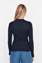 Navy Blue High Collar Ribbed Flexible Slim Fit Knitted Blouse TWOAW20BZ0200 - 11