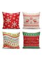 Merry Christmas Themed Concept 4-Piece Pillow Cushion Cover