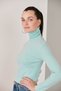 Women's Water Green Turtleneck Knitwear Sweater - 3