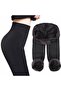 Maxpera Women's Black Plush Winter Thermal Leggings Underwear