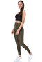High Waist - Wide Belted Recovery Disco Knitted Leggings - Khaki - 6