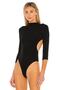 Women's Black Backless Silk Jersey Bodysuit - 2