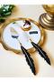2 Piece Feather Pattern Cake Serving Set