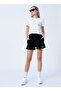 X Aae Elastic Waist Loose Fit Black Women's Shorts K-edoya