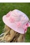 Luxury Custom Design Rhinestoned Floral Ribbon Adult Teen Baguette Bucket Hat Candy Pink - 2
