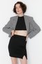 Black Slit Detailed Mini Regular Waist Stretchy Knitted Skirt TWOAW21ET0660 - 2
