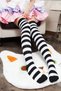 Women's Black and White Colored Striped Knee High Socks - 2