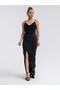 Crepe Fabric Degaje Collar Strap Dress - Black - 2