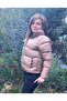 Tan Color, Skinny Fit, Stand Collar, Zipper Use, Waterproof Fabric Women's Coat - 2