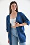 Women's Uncovered Knitwear Cardigan-navy blue - 3