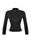 Siyah Vücuda Oturan Fermuarlı Dik Yaka Örme Spor Ceket/Sweatshirt TWOAW23BZ00592 - 6