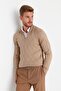 Camel Regular Fit Pamuklu Yarım Balıkçı Fermuarlı Yaka Smart Triko Kazak TMNAW23KZ00215
