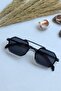 Sophia Unisex Black Square Rectangular New Season UV400 Black Sunglasses - 2