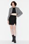 Black Slit Detailed Mini Regular Waist Stretchy Knitted Skirt TWOAW21ET0660