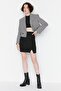 Black Slit Detailed Mini Regular Waist Stretchy Knitted Skirt TWOAW21ET0660 - 4