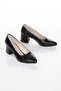 Women's Low Heel Black Stiletto Shoes - 3