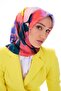 Floral Pattern Gold Series Twill Scarf with Hanger and Gift Set 90x90 Cm