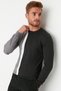 Anthracite Slim Fit Slim-Fit Crew Neck Paneled Knitwear Color-Block Sweater Tmnaw21Kz0566