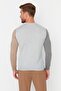 Gri Slim Fit Pamuklu Bisiklet Yaka Renk Bloklu Triko Kazak TMNAW21KZ0566 - 5