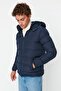 Navy Blue Regular Fit Wind and Water Resistant Puffer Winter Coat Tmnaw22Mo0132 - 3