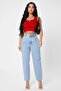 Kadın Kırmızı Kare Yaka Crop Top Bluz - 3