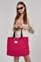 Fuchsia Color Women's Bag, Women's Straw Hand and Shoulder Bag, Straw Bag, Linen Bag, Straw Bag - 6