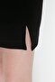 Black Slit Detailed Mini Regular Waist Stretchy Knitted Skirt TWOAW21ET0660 - 3