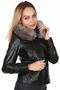 Genuine Lambskin Black Hooded Furry Sleeve Embroidered Women's Leather Coat - 3