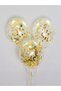 Gold Confetti Transparent Balloon 10 Pieces 30 cm Gold Yellow Balloon with Sequins Inside Colorless Balloon Party - 6