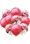 Transparent and Red Metallic Balloon Set with Red Confetti 20 Pieces 30 cm Transparent Sequin Balloon Scale