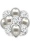 Transparent and Silver Metallic Balloon Set with Silver Confetti, 20 Pieces of 30 cm Gray Sequin Balloons