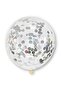 Transparent and Silver Metallic Balloon Set with Silver Confetti, 20 Pieces of 30 cm Gray Sequin Balloons - 4