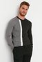 Anthracite Slim Fit Slim-Fit Crew Neck Paneled Knitwear Color-Block Sweater Tmnaw21Kz0566 - 4